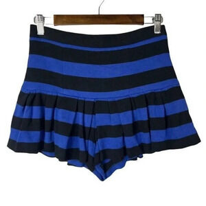 Tibi Blue & Black Striped High Waist Ruffle Shorts S